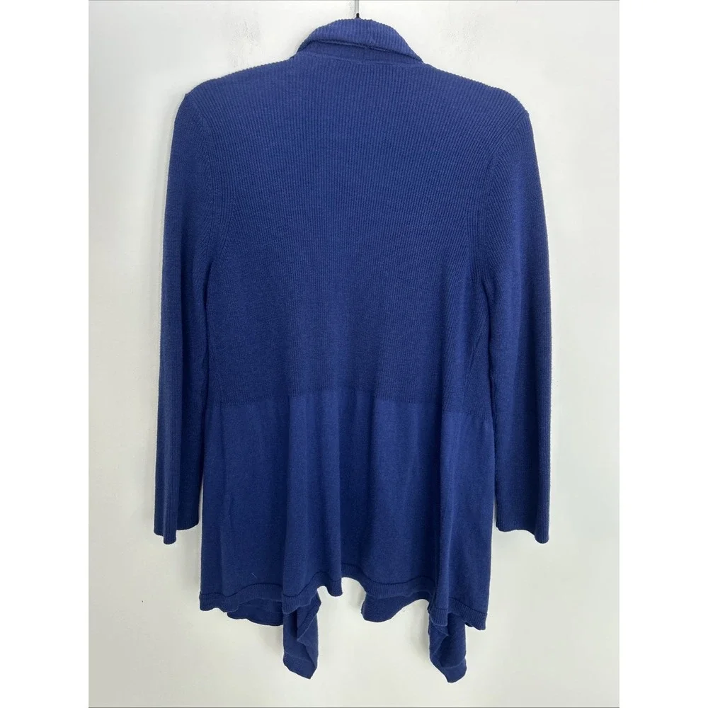 Chico's Cardigan Women Size OP Long Sleeve Open Front Knit‎ Navy Blue